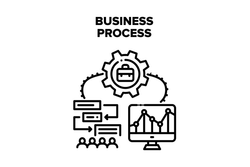 business-process-strategy-vector-black-illustration