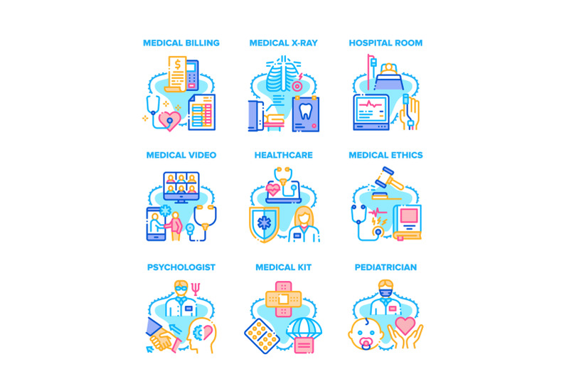 medical-healthcare-set-icons-vector-illustrations