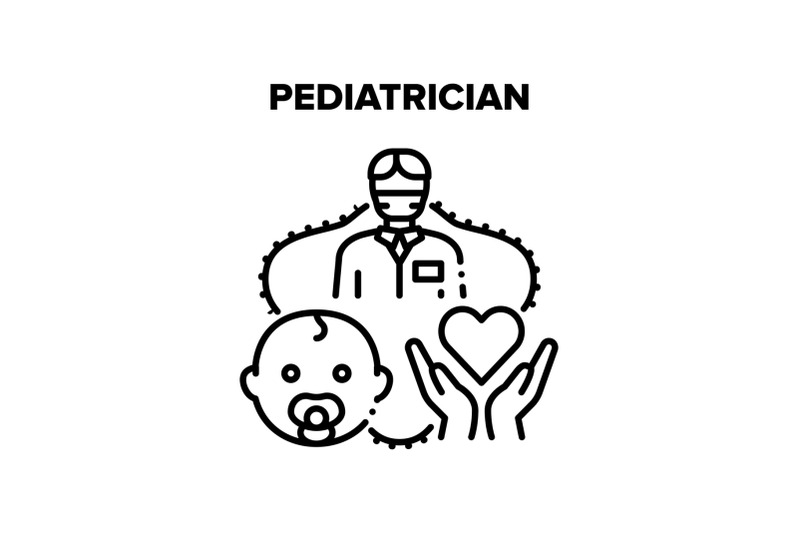 pediatrician-baby-treatment-vector-black-illustration