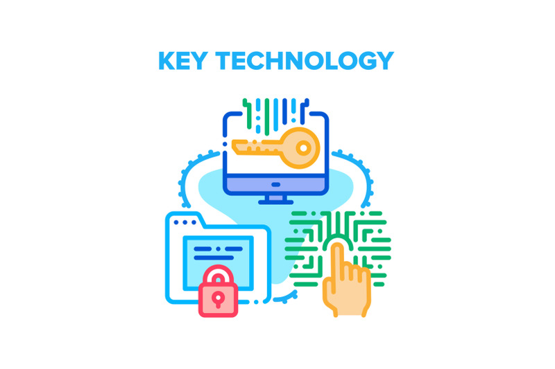 key-technology-cyber-system-vector-concept-color