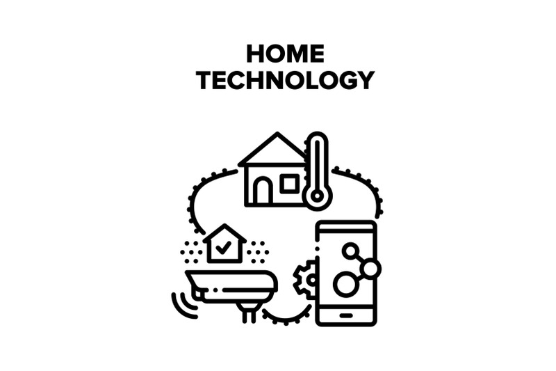 home-technology-vector-black-illustration