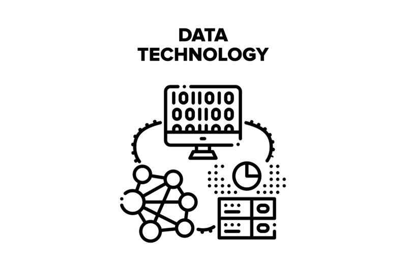 data-technology-vector-black-illustration