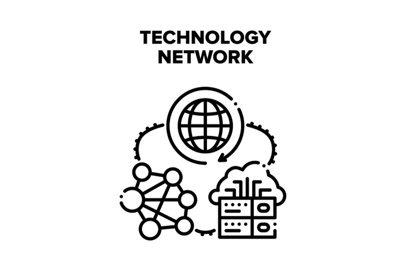 global-technology-network-vector-black-illustration