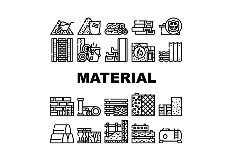 building-material-collection-icons-set-vector