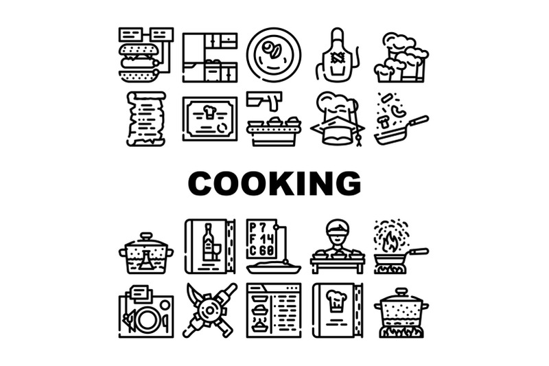 cooking-courses-lesson-collection-icons-set-vector