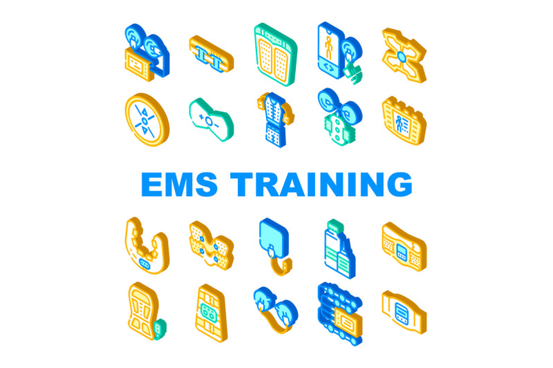 ems-training-device-collection-icons-set-vector