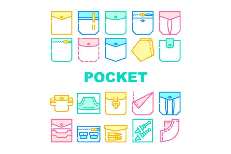 patch-pocket-clothes-collection-icons-set-vector