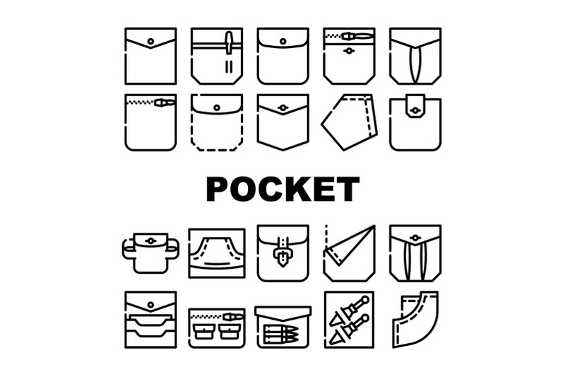 patch-pocket-clothes-collection-icons-set-vector