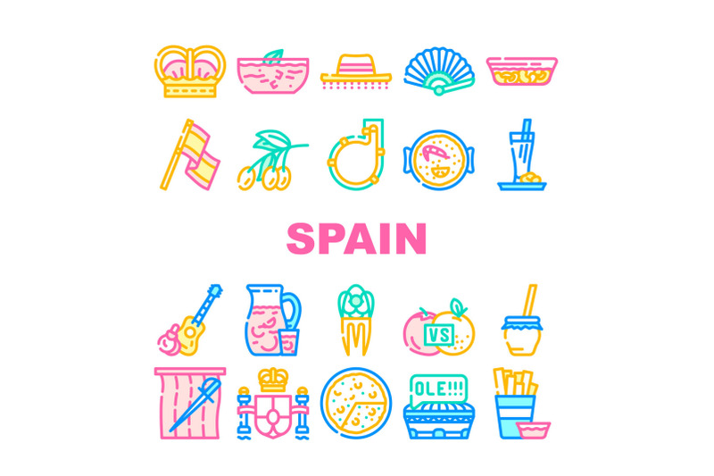 spain-nation-heritage-collection-icons-set-vector