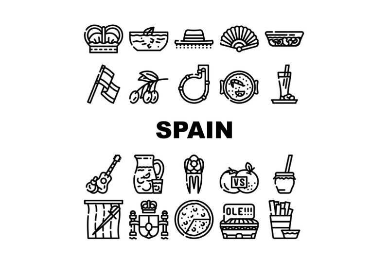 spain-nation-heritage-collection-icons-set-vector