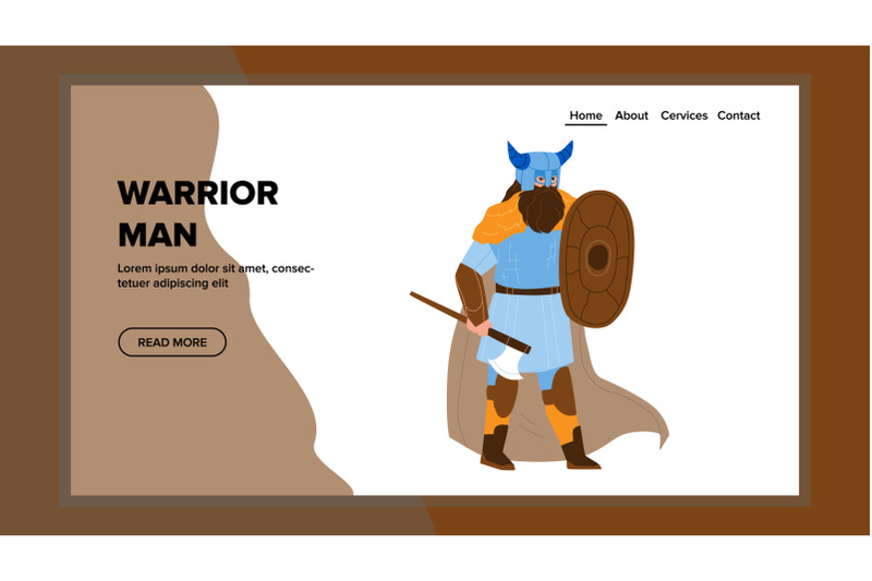 warrior-man-holding-medieval-axe-and-shield-vector