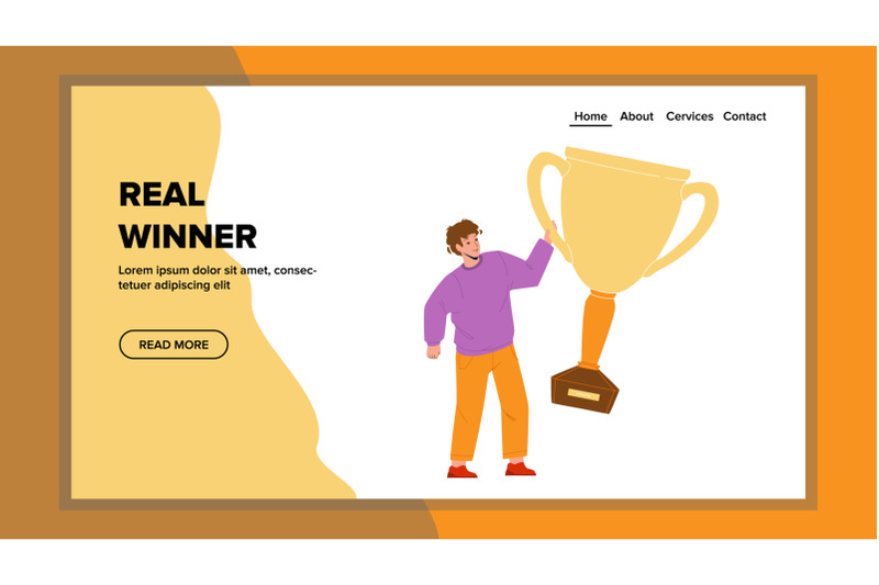 real-winner-champion-holding-golden-cup-vector