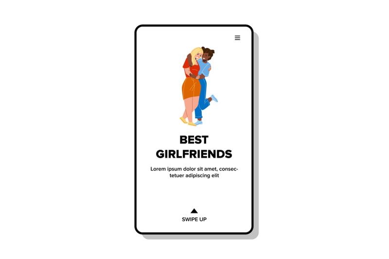 best-girlfriends-embracing-together-in-club-vector