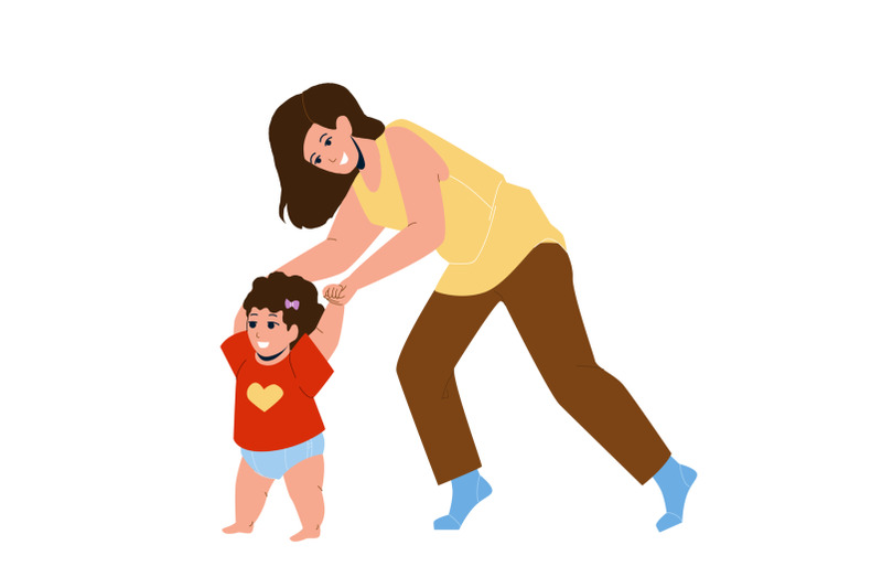 baby-toddler-taking-first-steps-with-mother-vector