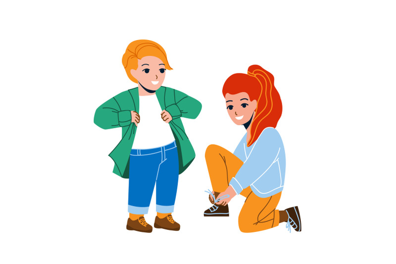 kids-dressing-up-casual-for-walking-in-park-vector