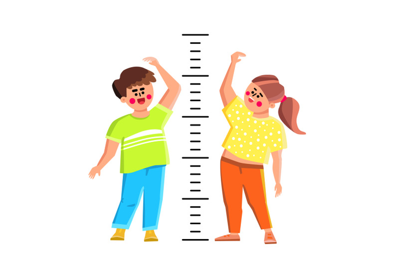 kids-measuring-height-with-measure-scale-vector