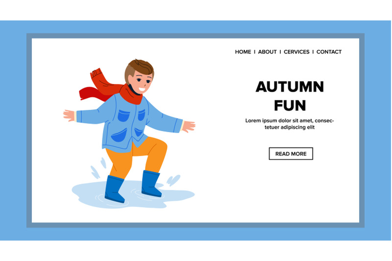 autumn-fun-jumping-on-puddle-boy-child-vector