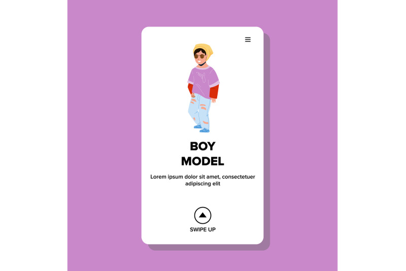 boy-model-in-style-clothes-on-fashion-show-vector