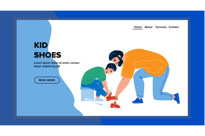 kid-shoes-laces-help-lacing-father-to-son-vector