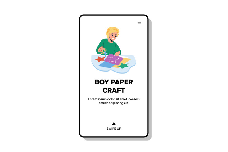 boy-paper-craft-decoration-with-scissors-vector