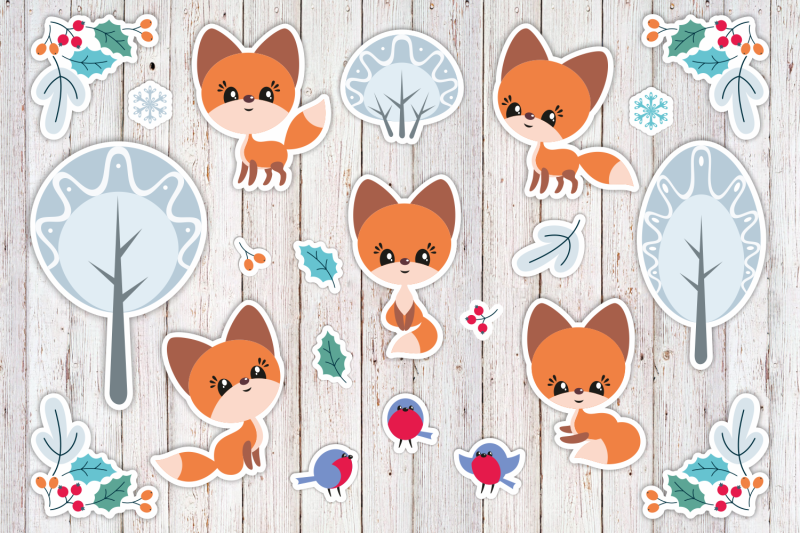 cute-fox-christmas-printable-stickers-png