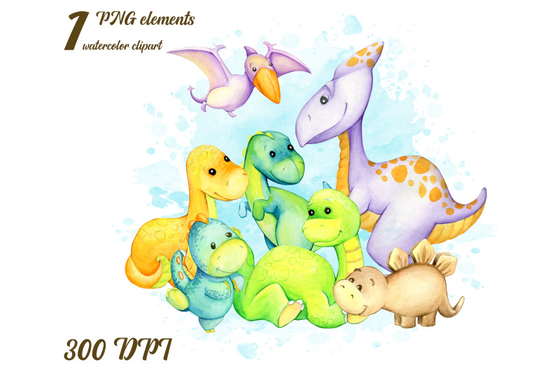 watercolor-dinosaur-clipart-watercolour-animals-png-clip-art-baby-in
