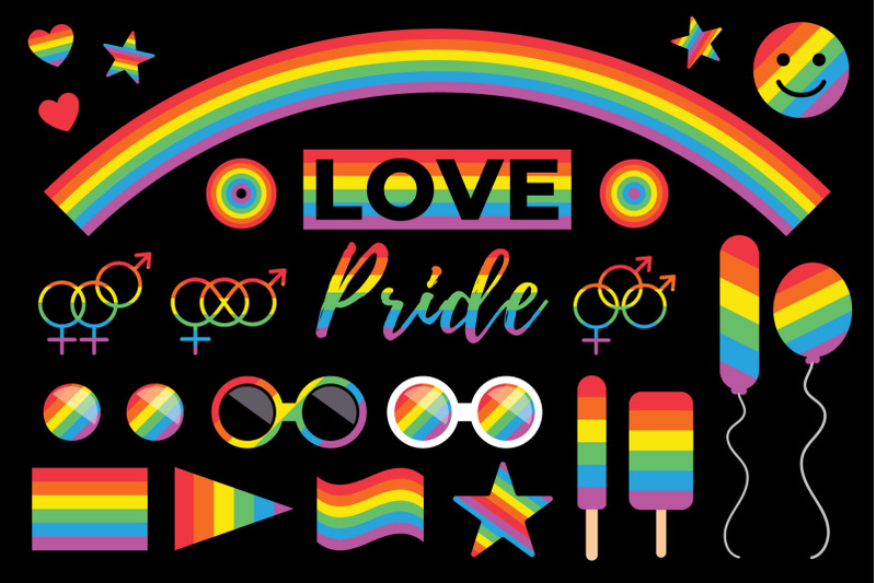 rainbow-love-amp-pride-clip-art-set