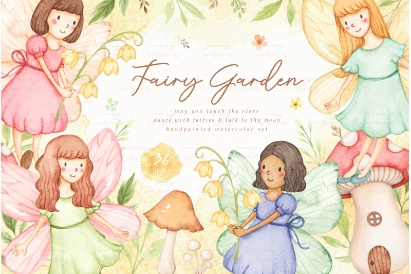 fairy-garden-watercolor-clip-arts