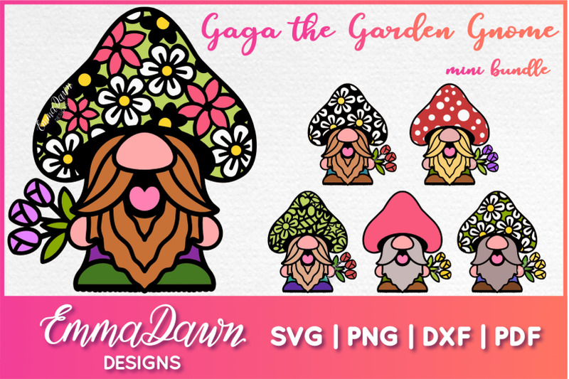 GAGA THE GARDEN GNOME SVG MINI BUNDLE 6 Designs for Cutting Machines