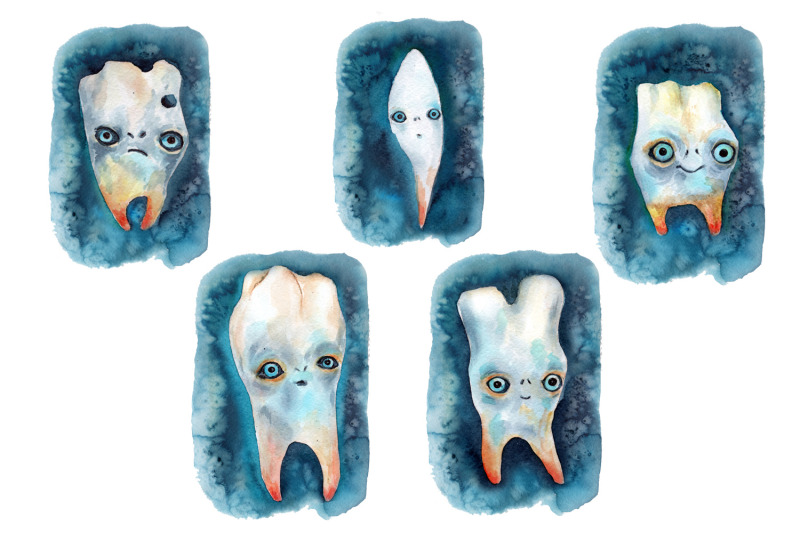 teeth-drawings-watercolors