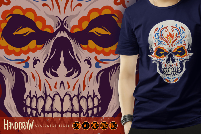 sugar-skull-dia-de-los-muertos-tattoo-illustrations