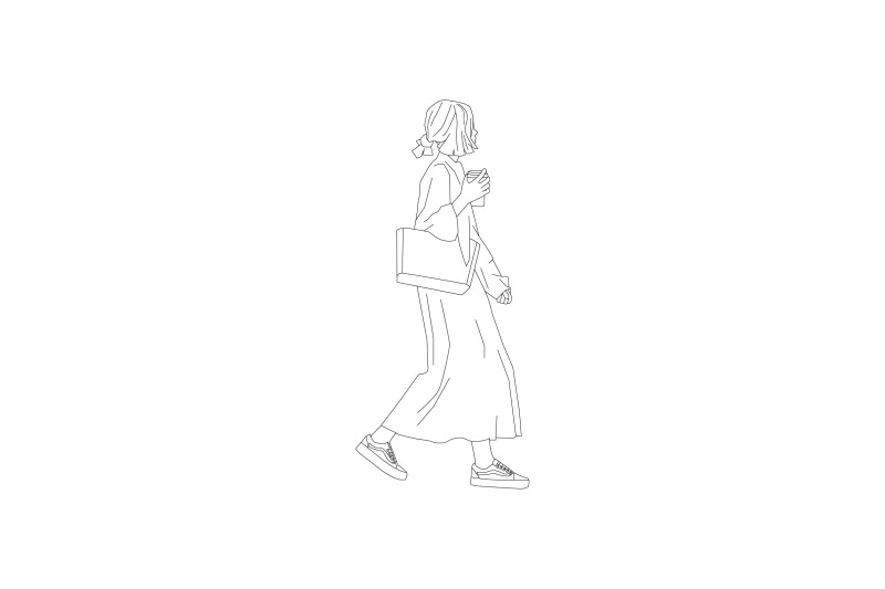 vector-illustration-of-casual-woman-walking-on-the-sideroad