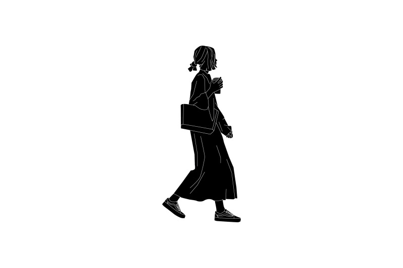 vector-illustration-of-casual-woman-walking-on-the-sideroad