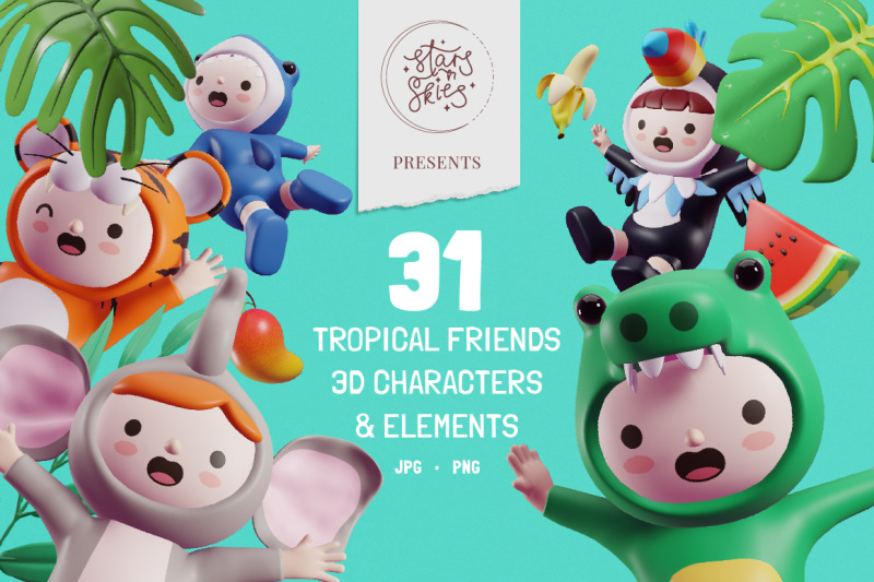 tropical-friends-3d-characters-and-elements