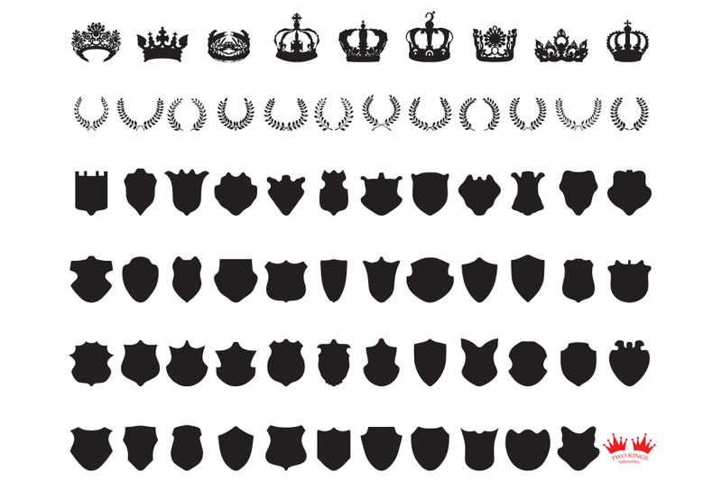 svg-collection-heraldic-elements-laurel-wreaths-crowns-ribbon-banner