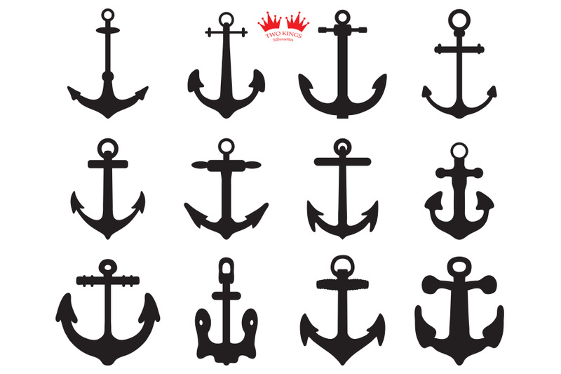 instant-download-on-sale-anchor-black-icons-set-isolated