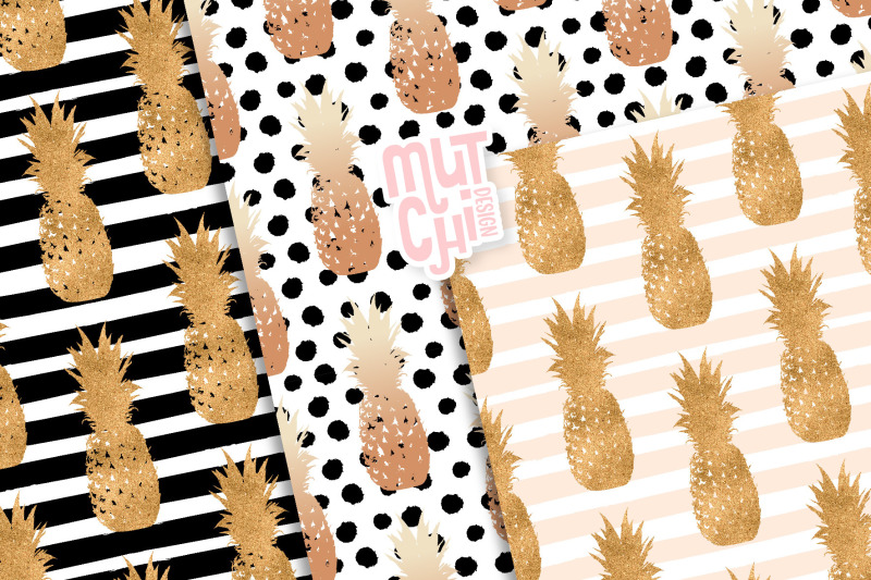 golden-pineapple-seamless-patterns