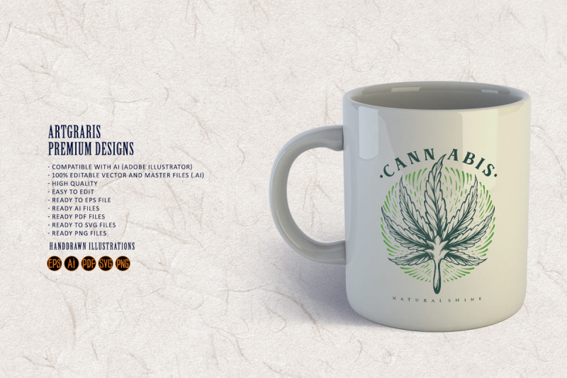 leaf-cannabis-logo-engraving-shine-vintage