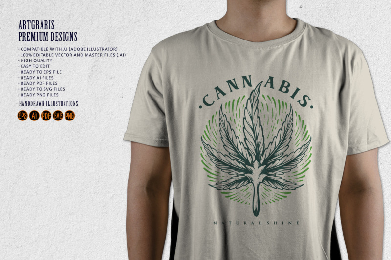 leaf-cannabis-logo-engraving-shine-vintage