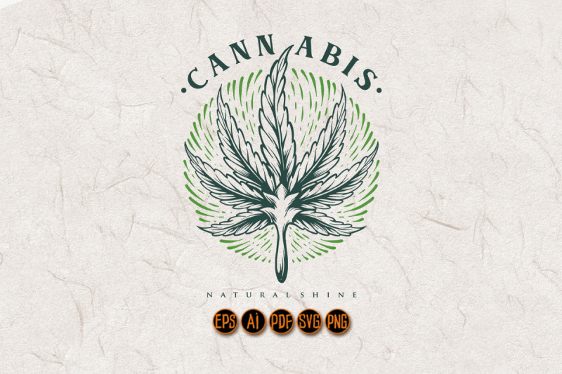 leaf-cannabis-logo-engraving-shine-vintage