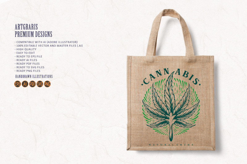 leaf-cannabis-logo-engraving-shine-vintage