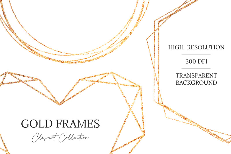 gold-geometric-frames-clipart-polygonal-glitter-frames