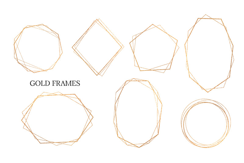 gold-geometric-frames-clipart-polygonal-glitter-frames