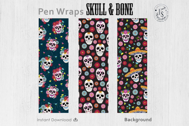 sugar-skull-pen-wraps-png-file-set