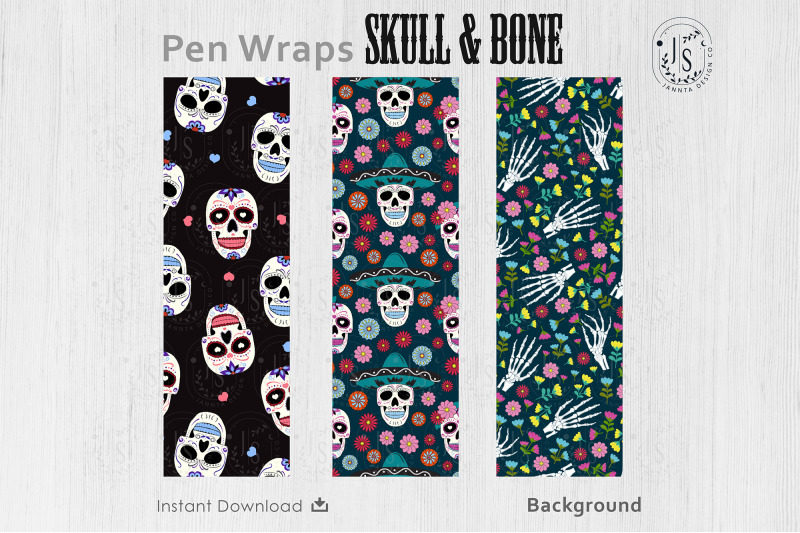 sugar-skull-pen-wraps-png-file-set