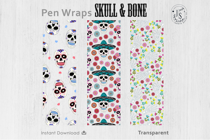 sugar-skull-pen-wraps-png-file-set