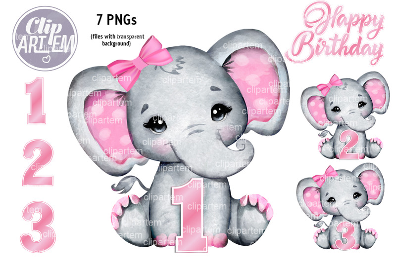 cute-pink-girl-elephant-birthday-7-png-bundle