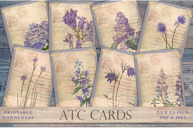 purple-floral-junk-journal-cards