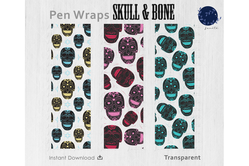 sugar-skull-neon-pen-wraps-png-file-set