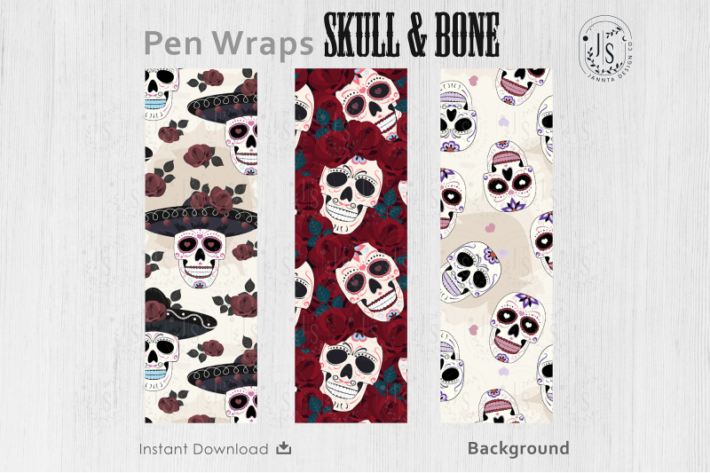 sugar-skull-and-rose-pen-wraps-png-file-set